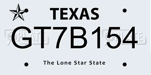 GT7B154 Texas License Plate