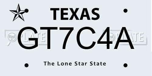 GT7C4A Texas License Plate