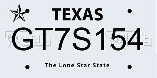 GT7S154 Texas License Plate