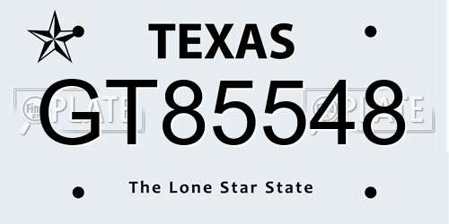 GT85548 Texas License Plate