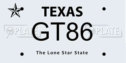 GT86 Texas License Plate