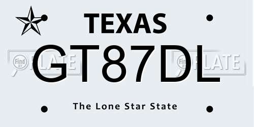 GT87DL Texas License Plate
