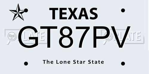 GT87PV Texas License Plate