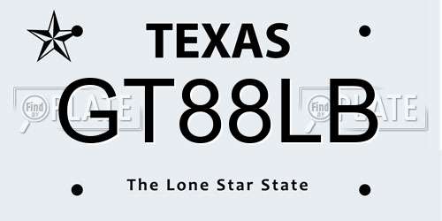 GT88LB Texas License Plate