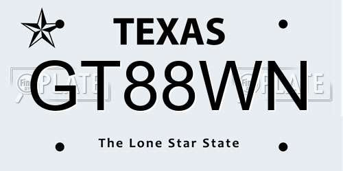 GT88WN Texas License Plate