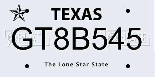 GT8B545 Texas License Plate