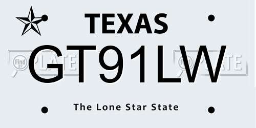 GT91LW Texas License Plate