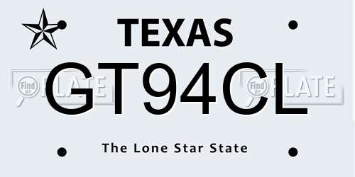 GT94CL Texas License Plate