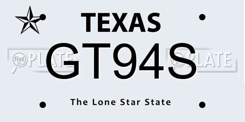 GT94S Texas License Plate