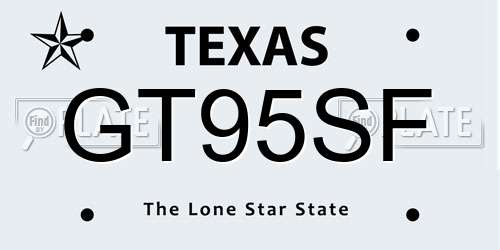 GT95SF Texas License Plate