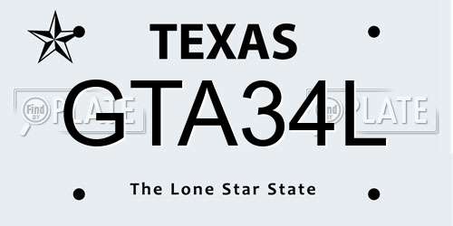 GTA34L Texas License Plate