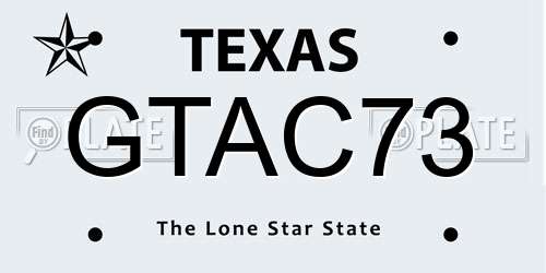 GTAC73 Texas License Plate
