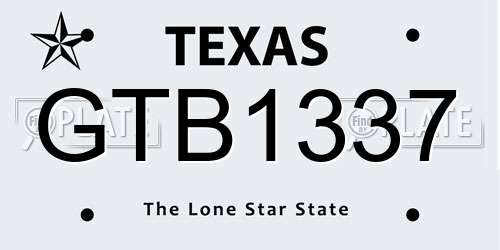 GTB1337 Texas License Plate