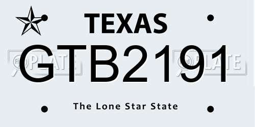 GTB2191 Texas License Plate