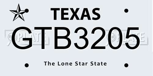 GTB3205 Texas License Plate