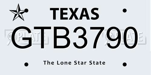 GTB3790 Texas License Plate