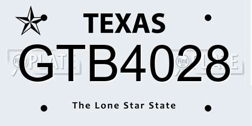 GTB4028 Texas License Plate