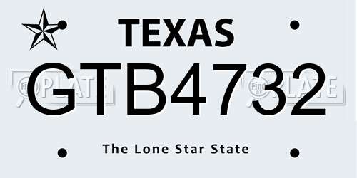 GTB4732 Texas License Plate