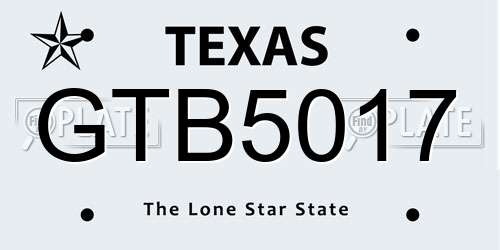 GTB5017 Texas License Plate