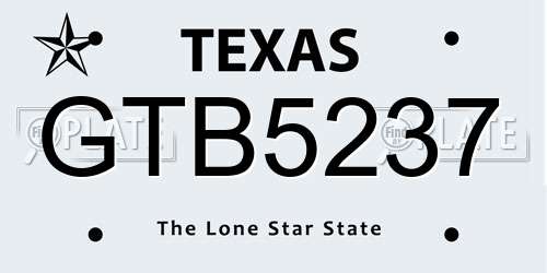 GTB5237 Texas License Plate
