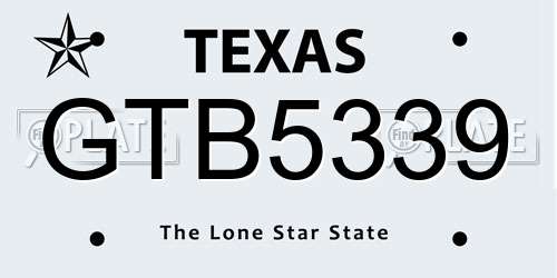 GTB5339 Texas License Plate
