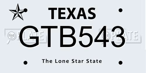 GTB543 Texas License Plate
