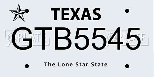 GTB5545 Texas License Plate