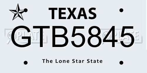 GTB5845 Texas License Plate