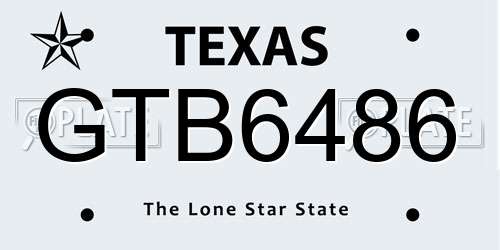 GTB6486 Texas License Plate