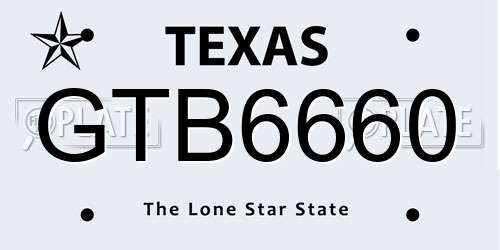 GTB6660 Texas License Plate