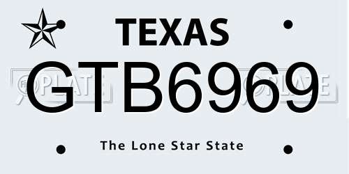 GTB6969 Texas License Plate