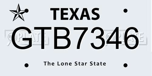 GTB7346 Texas License Plate