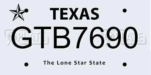 GTB7690 Texas License Plate