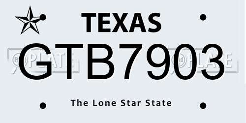 GTB7903 Texas License Plate