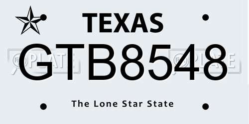 GTB8548 Texas License Plate
