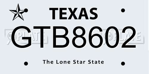 GTB8602 Texas License Plate
