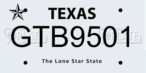 GTB9501 Texas License Plate
