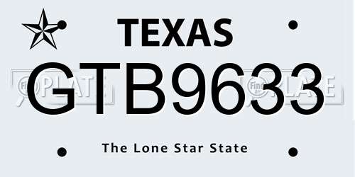 GTB9633 Texas License Plate