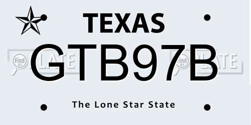 GTB97B Texas License Plate