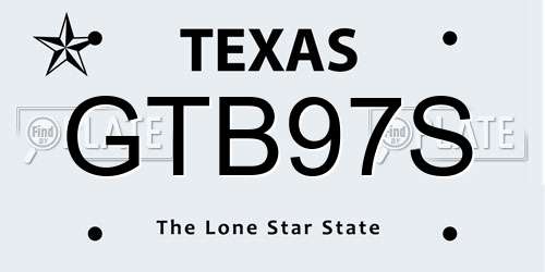 GTB97S Texas License Plate