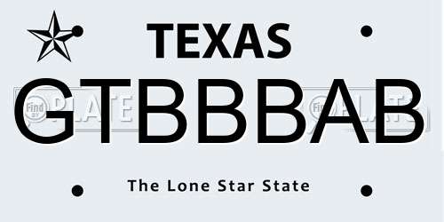 GTBBBAB Texas License Plate