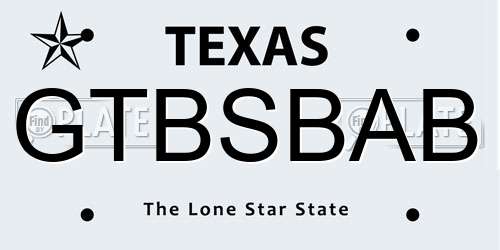 GTBSBAB Texas License Plate