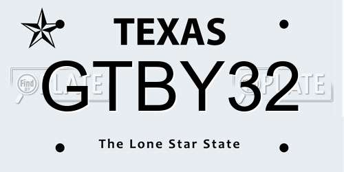 GTBY32 Texas License Plate