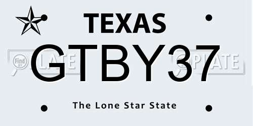 GTBY37 Texas License Plate