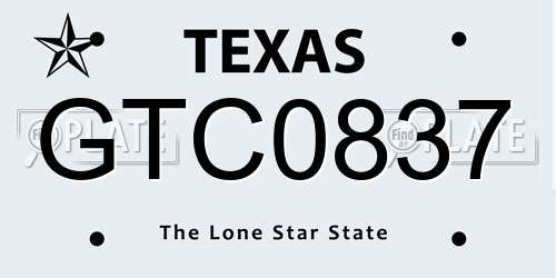 GTC0837 Texas License Plate