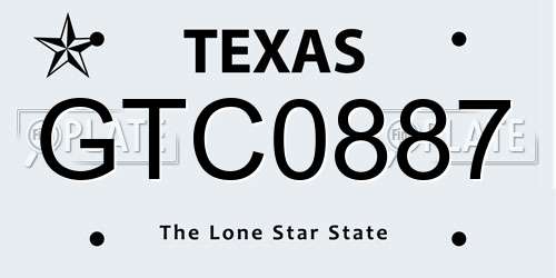 GTC0887 Texas License Plate