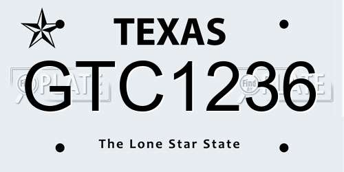 GTC1236 Texas License Plate