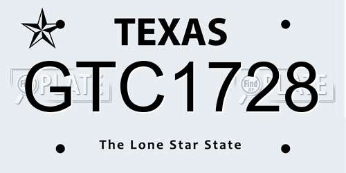 GTC1728 Texas License Plate