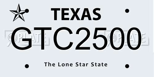 GTC2500 Texas License Plate