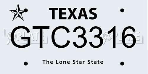 GTC3316 Texas License Plate